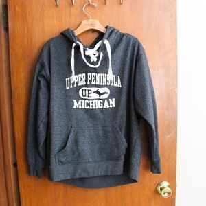 Upper Peninsula Michigan Grey Cross Up Sweatshirt